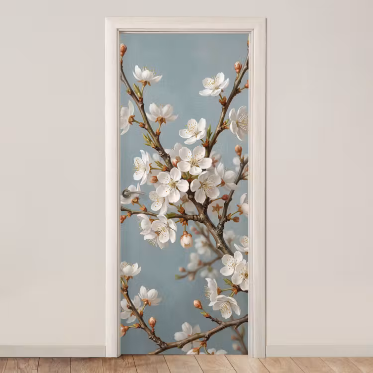 Botanisch - Stilleven - Blauw deurposter klein -3d_beige