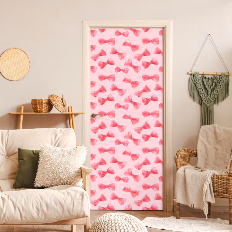 Strikken - Aquarel - Roze deurposter klein 289 -sfeer2
