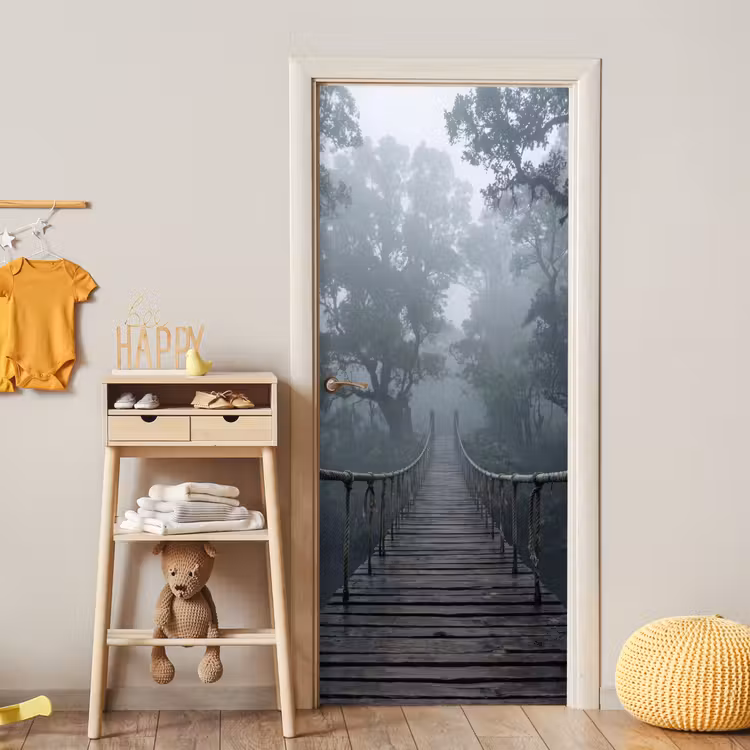 Brug - Jungle - Mist - Natuur deurposter klein -sfeer4