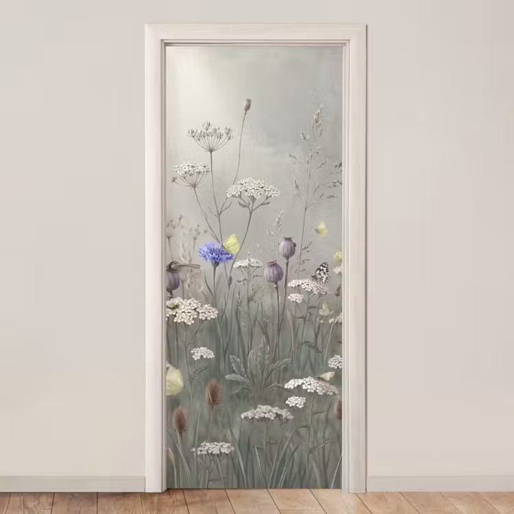 Vlinders - Wildbloemen - Illustratie - Kleurrijk deurposter klein -3d_beige