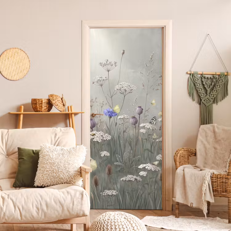 Vlinders - Wildbloemen - Illustratie - Kleurrijk deurposter klein -sfeer2