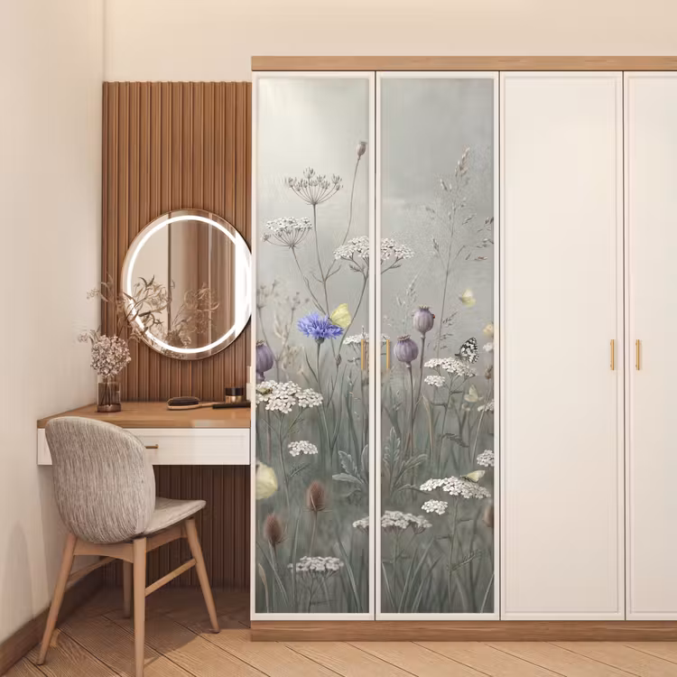 Vlinders - Wildbloemen - Illustratie - Kleurrijk deurposter klein -sfeer3