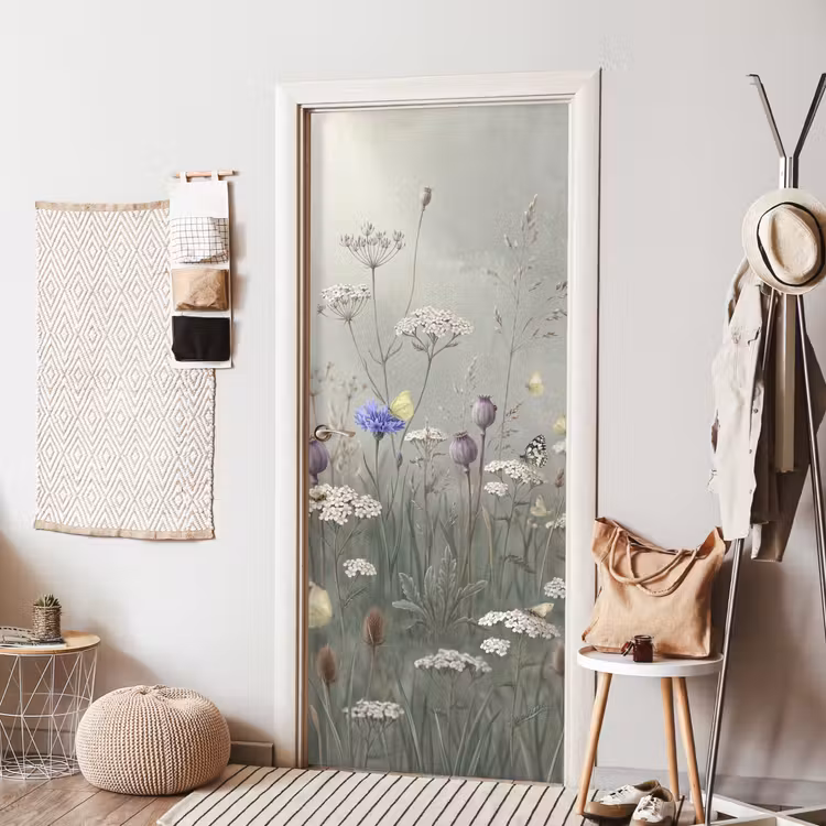 Vlinders - Wildbloemen - Illustratie - Kleurrijk deurposter klein -sfeer6