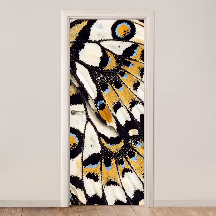 Vlinder - Vleugel - Geel deurposter klein -3d_beige