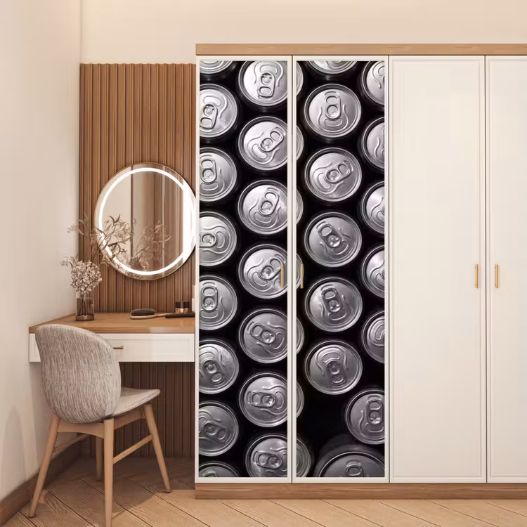 Blikjes - Aluminium - Patroon - Industrieel - Zilver deurposter klein -sfeer3