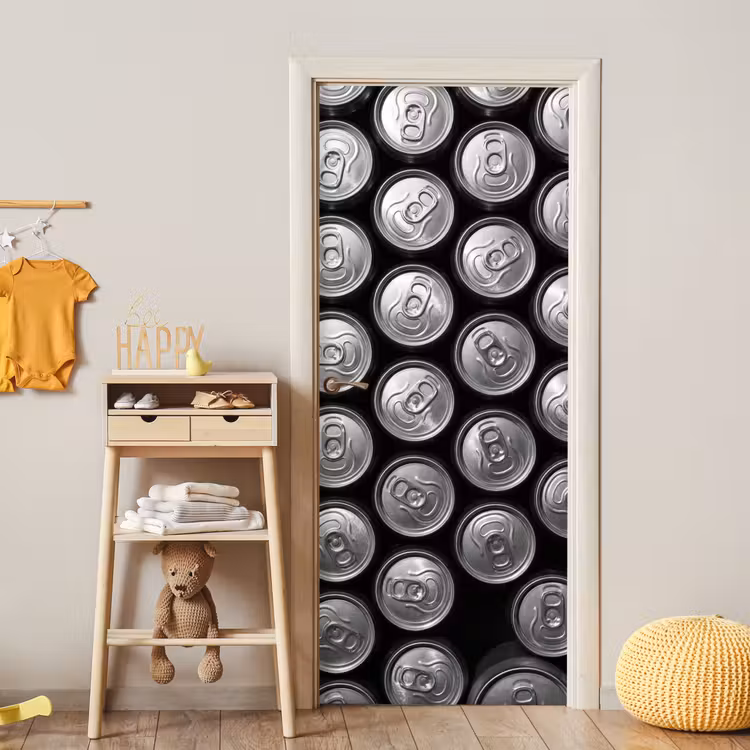 Blikjes - Aluminium - Patroon - Industrieel - Zilver deurposter klein -sfeer4