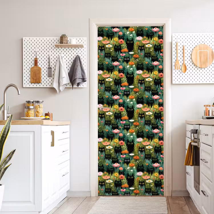 Katten - Bloemen - Kleurrijk deurposter klein 289 -sfeer5