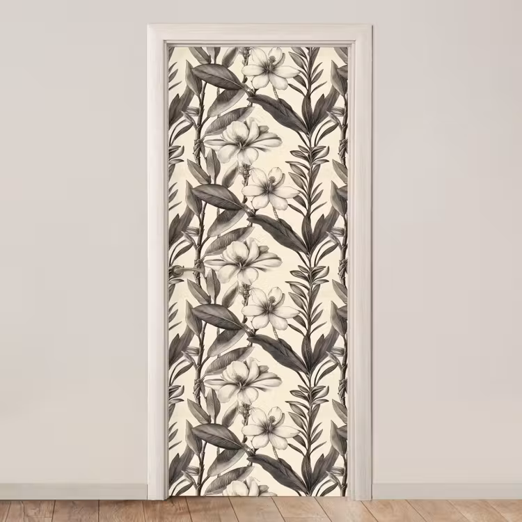 Klassiek - Botanisch - Zwart - Beige deurposter klein 289 -3d_beige
