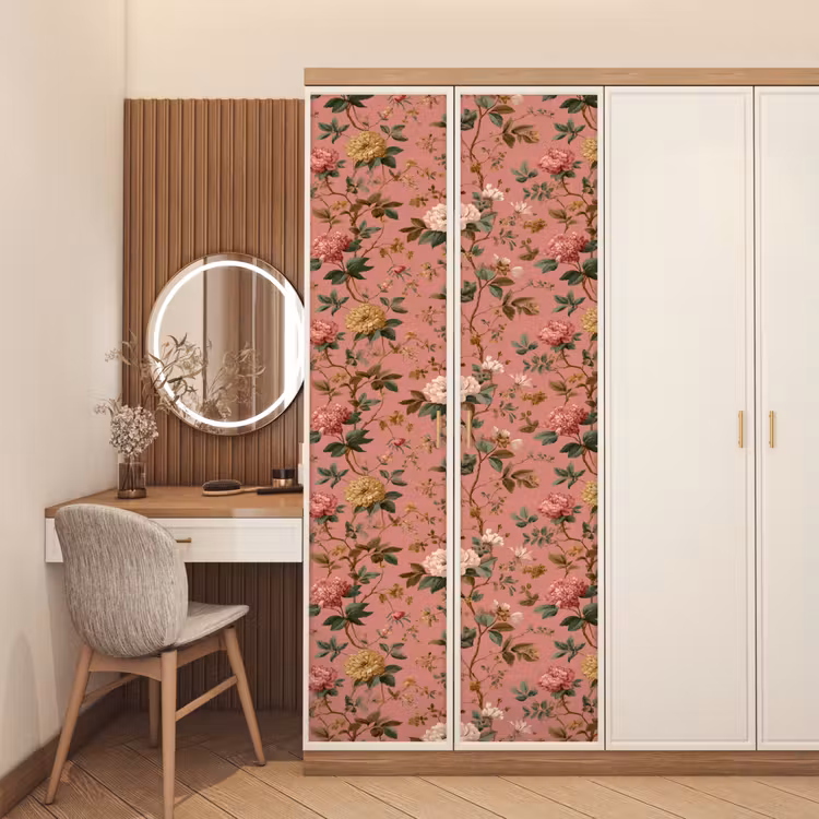 Klassiek - Botanisch - Roze deurposter klein 289 -sfeer3