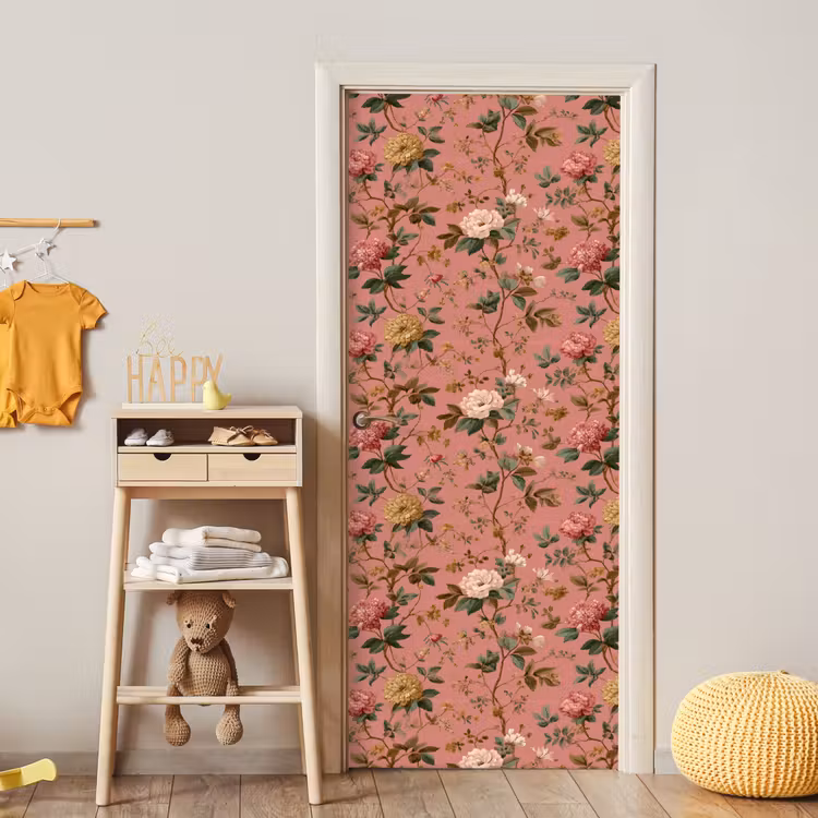 Klassiek - Botanisch - Roze deurposter klein 289 -sfeer4