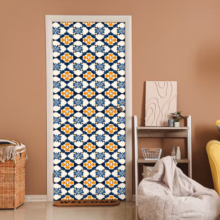 Klassiek - Geometrisch - Blauw deurposter klein 289 -sfeer1