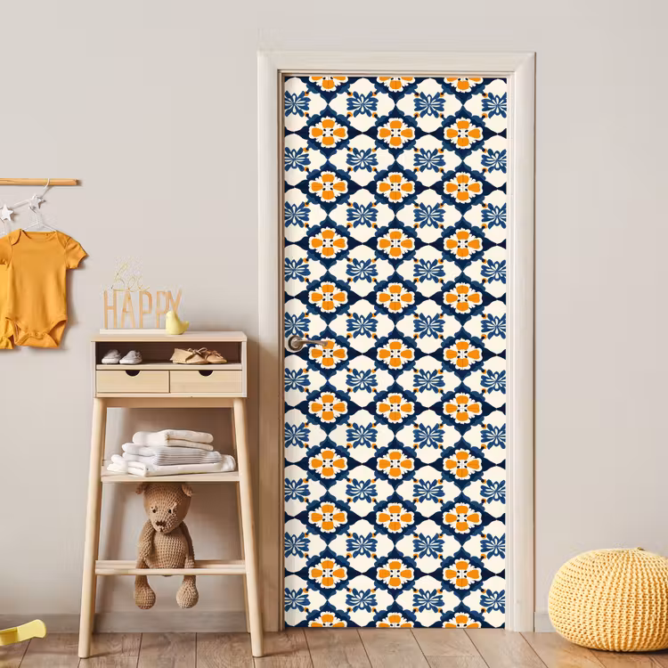 Klassiek - Geometrisch - Blauw deurposter klein 289 -sfeer4