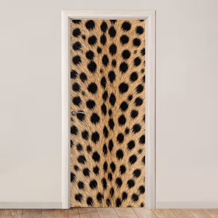 Vacht - Jachtluipaard - Zwart - Wit deurposter klein -3d_beige