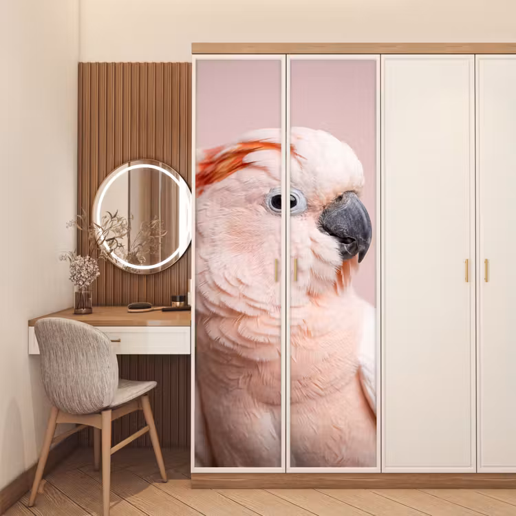 Kaketoe - Portret - Roze deurposter klein -sfeer3
