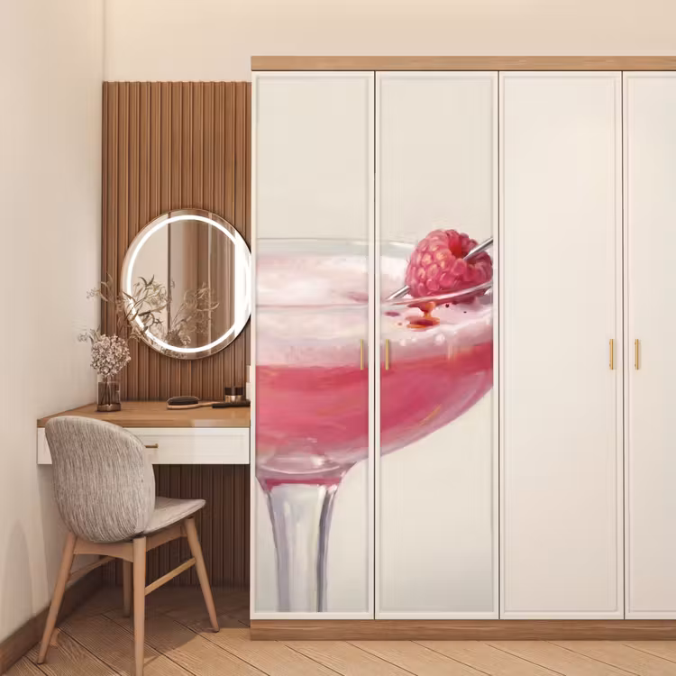 Cocktail - Framboos - Drank - Modern - Roze deurposter klein -sfeer3