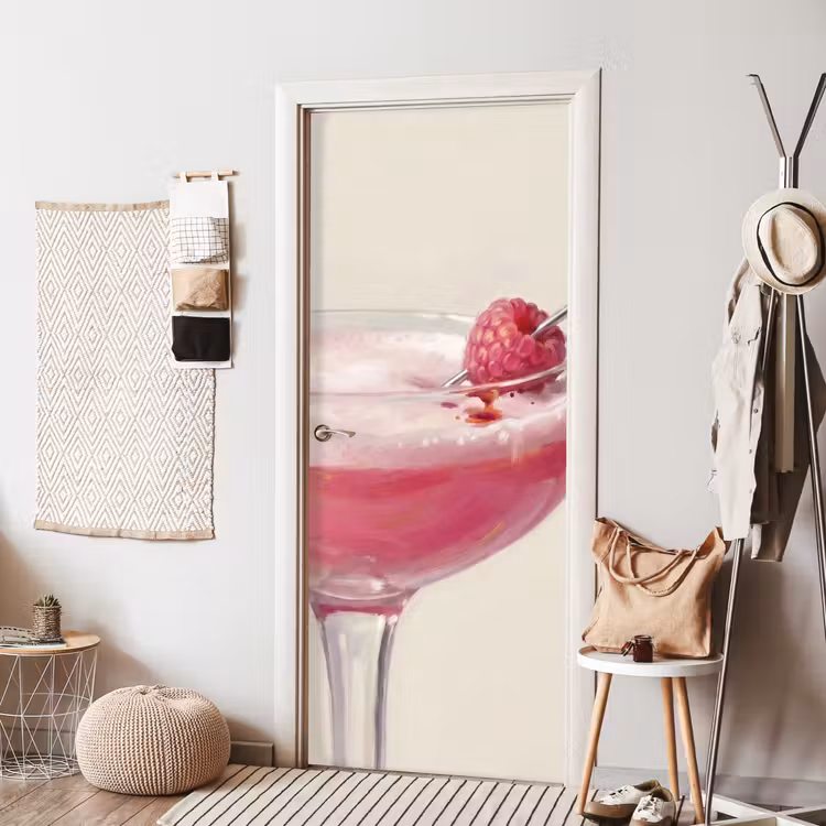 Cocktail - Framboos - Drank - Modern - Roze deurposter klein -sfeer6