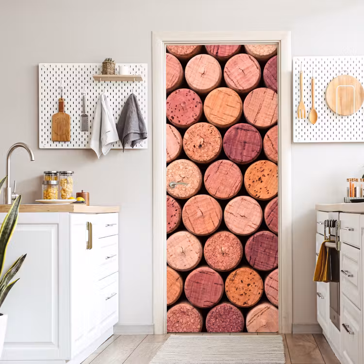 Kurk - Patroon - Abstract - Modern - Rood deurposter klein -sfeer5
