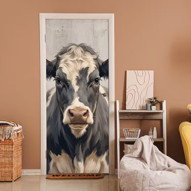 Koe - Portret - Dieren - Modern deurposter klein -sfeer1