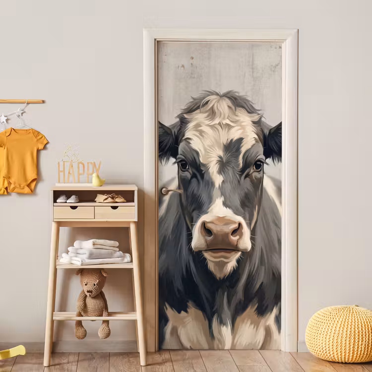 Koe - Portret - Dieren - Modern deurposter klein -sfeer4