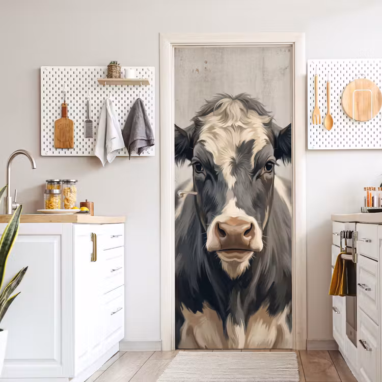 Koe - Portret - Dieren - Modern deurposter klein -sfeer5