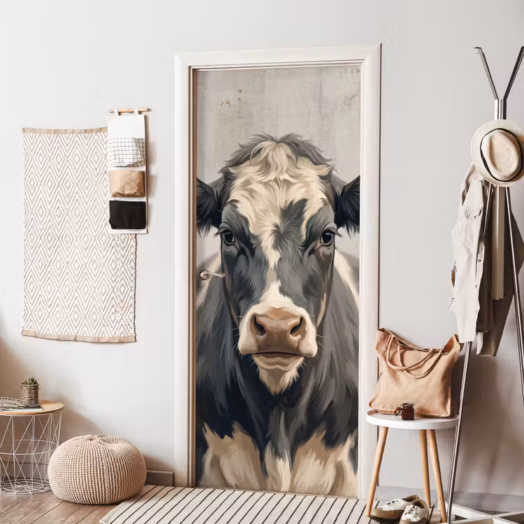 Koe - Portret - Dieren - Modern deurposter klein -sfeer6