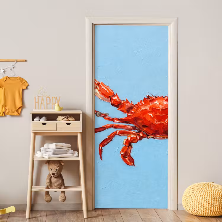 Krab - Zee - Dieren - Abstract - Rood deurposter klein -sfeer4