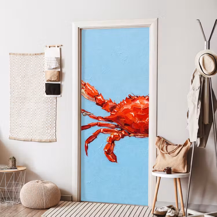 Krab - Zee - Dieren - Abstract - Rood deurposter klein -sfeer6