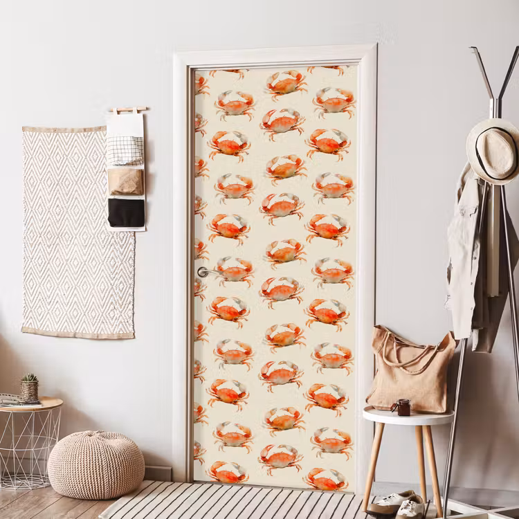 Krabben - Patroon - Oranje deurposter klein 289 -sfeer6