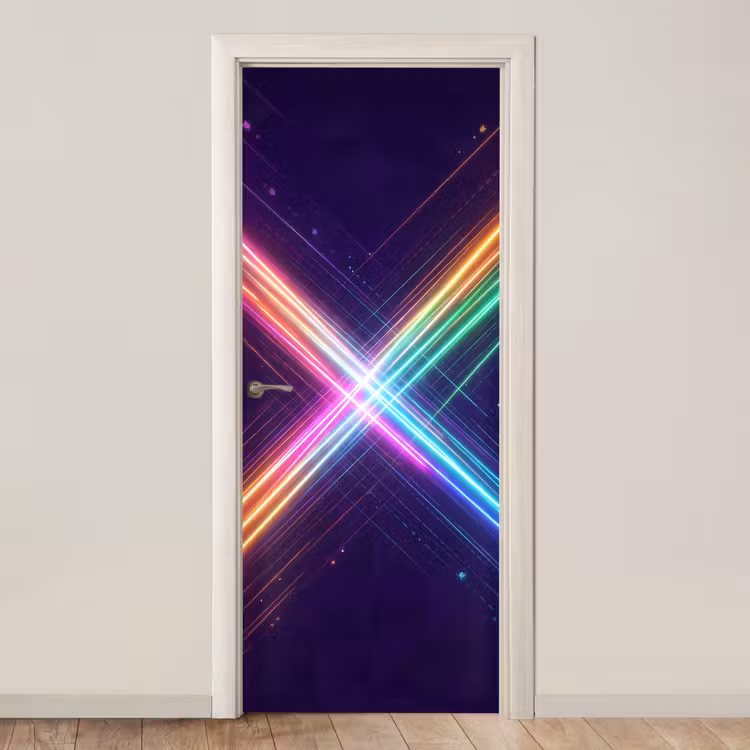 Kruisen - Lasterstralen - Neon deurposter klein -3d_beige
