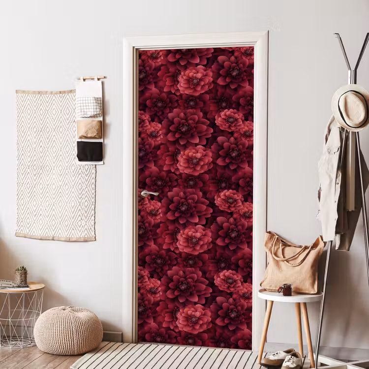 Dahlias - Bloemen - Rood deurposter klein 289 -sfeer6