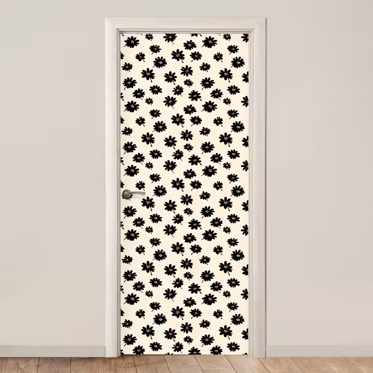 Madeliefjes - Grafisch - Zwart - Beige deurposter klein 289 -3d_beige