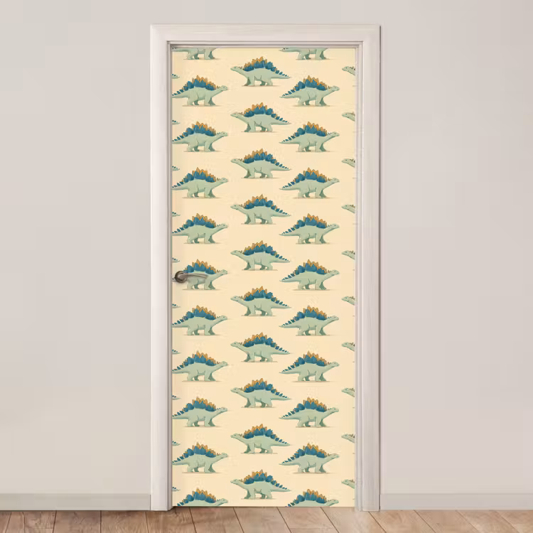 Dino - Patroon - Groen deurposter klein 289 -3d_beige