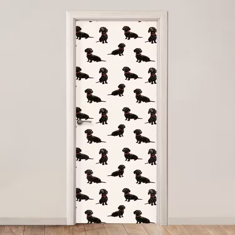 Hond - Patroon - Zwart deurposter klein 289 -3d_beige
