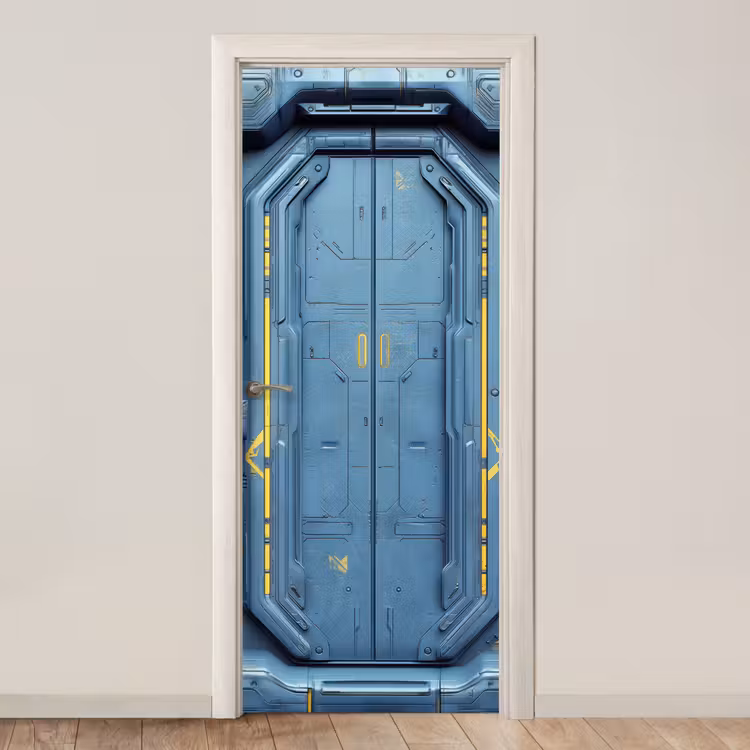 Deur - Futuristisch - Blauw deurposter klein -3d_beige