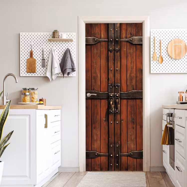 Deur - Houtlook - Bruin - Planken deurposter klein -sfeer5