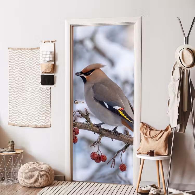 Pestvogel - Bessen - Winter - Natuur deurposter klein -sfeer6