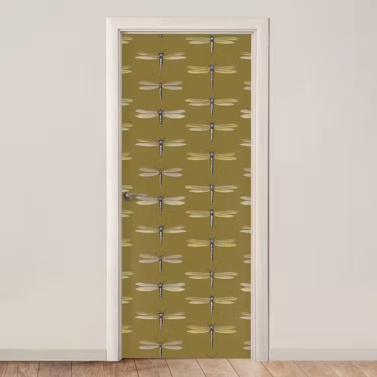 Libellen - Patroon - Groen deurposter klein 289 -3d_beige