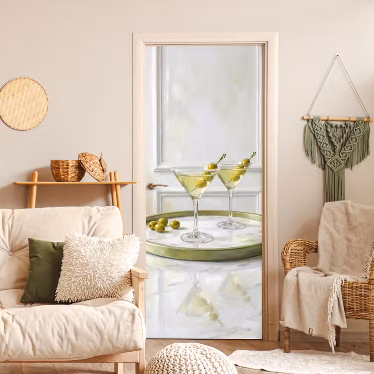 Drank - Martini - Olijven - Modern - Wit deurposter klein -sfeer2