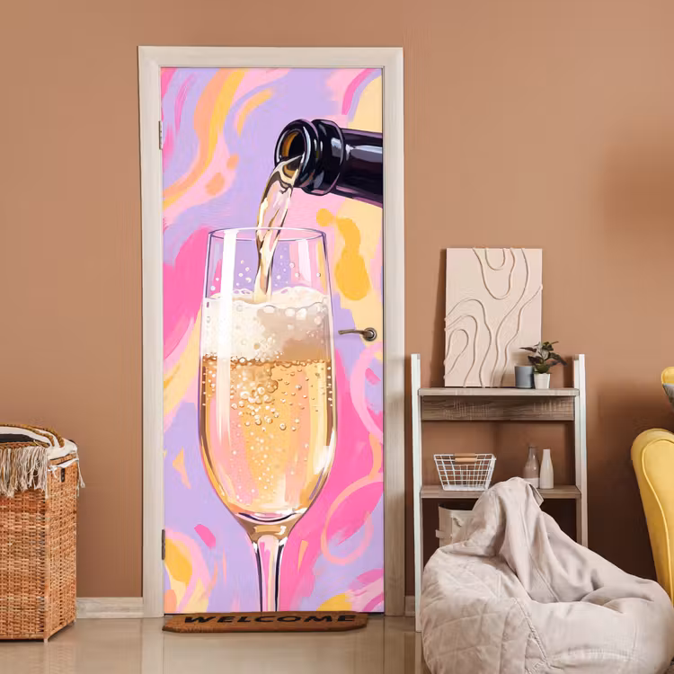 Drank - Inschenken - Feest - Abstract - Roze deurposter klein -sfeer1