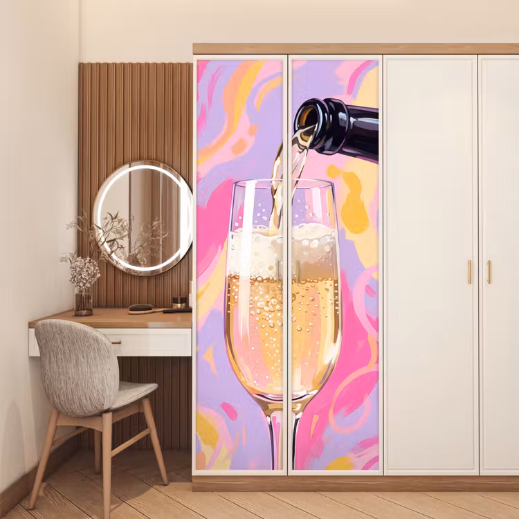 Drank - Inschenken - Feest - Abstract - Roze deurposter klein -sfeer3
