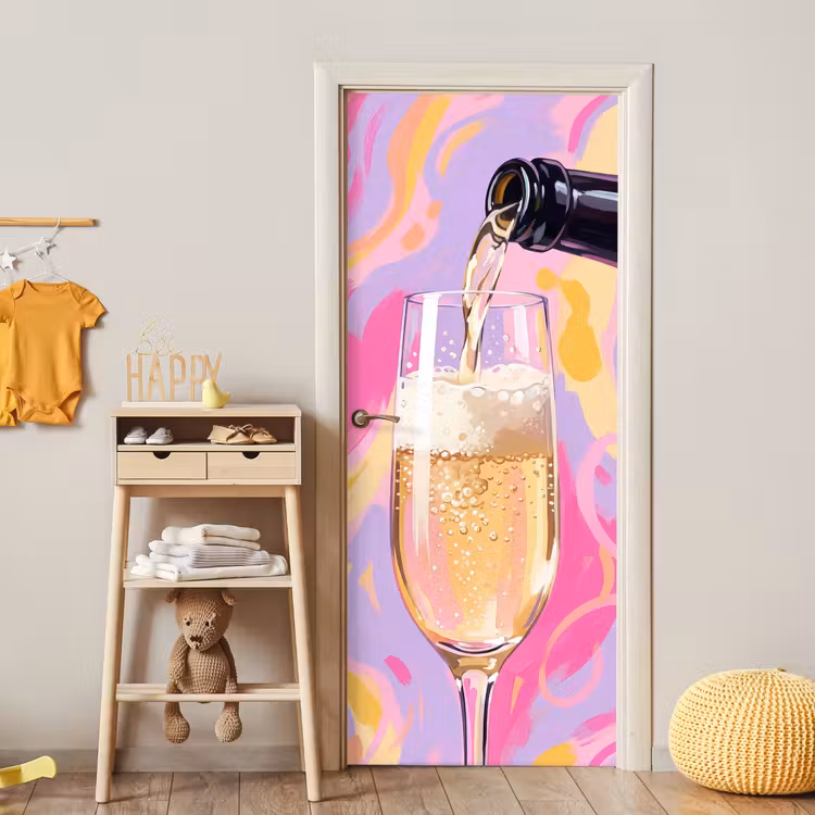 Drank - Inschenken - Feest - Abstract - Roze deurposter klein -sfeer4