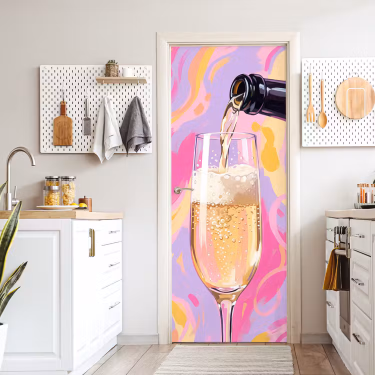Drank - Inschenken - Feest - Abstract - Roze deurposter klein -sfeer5