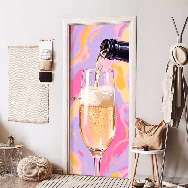 Drank - Inschenken - Feest - Abstract - Roze deurposter klein -sfeer6