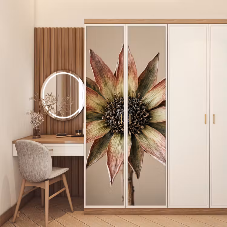 Droogbloem - Protea - Vintage - Beige - Rustiek deurposter klein -sfeer3