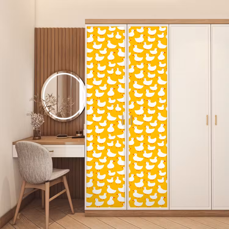 Eendjes - Patroon - Geel deurposter klein 289 -sfeer3
