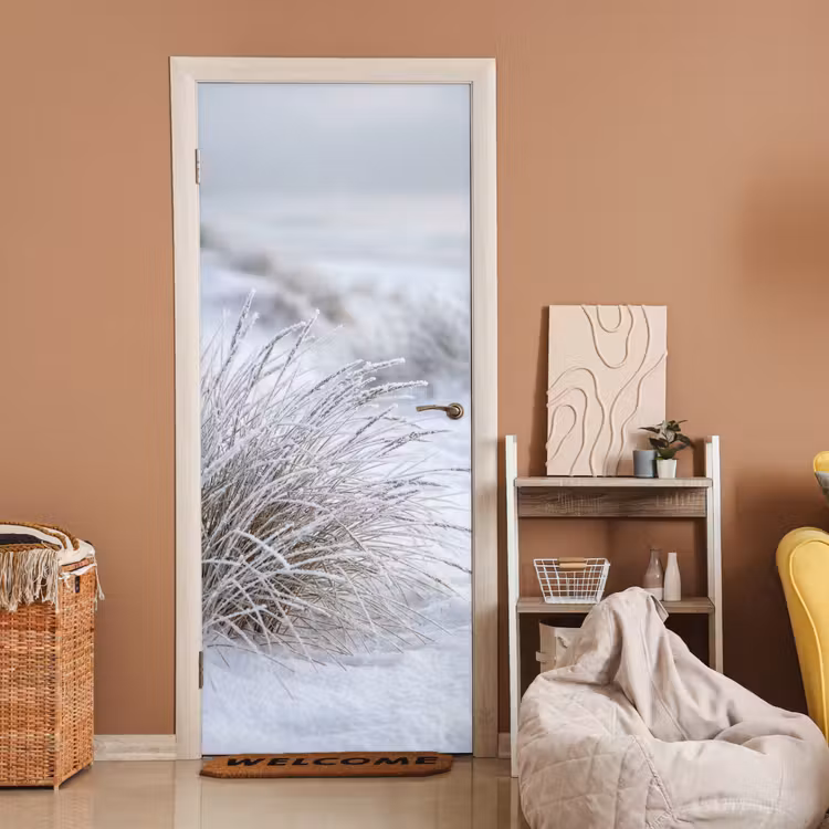 Duinen - Sneeuw - Strand - Winter - Serene deurposter klein -sfeer1