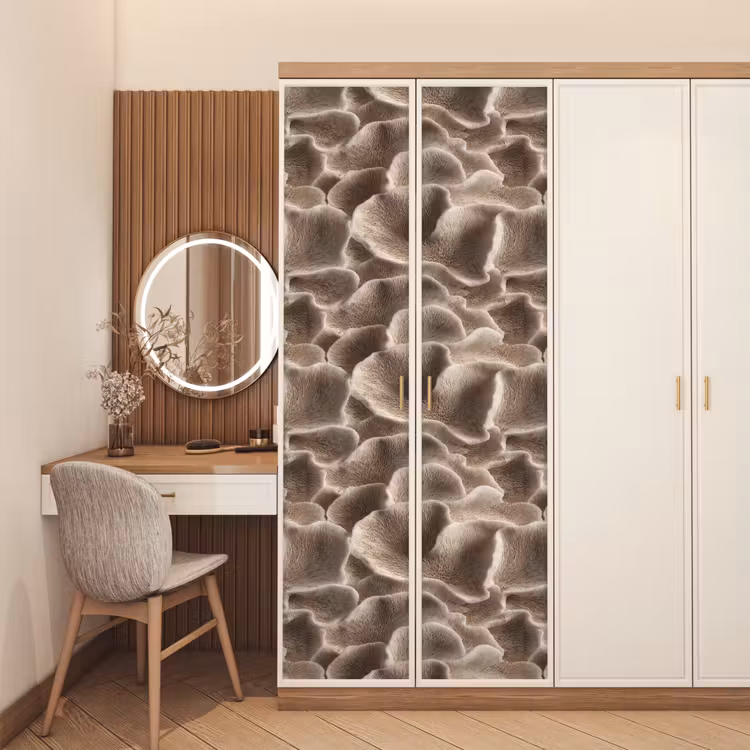 Waaiervorm - Beige - Vezel textuur deurposter klein 289 -sfeer3