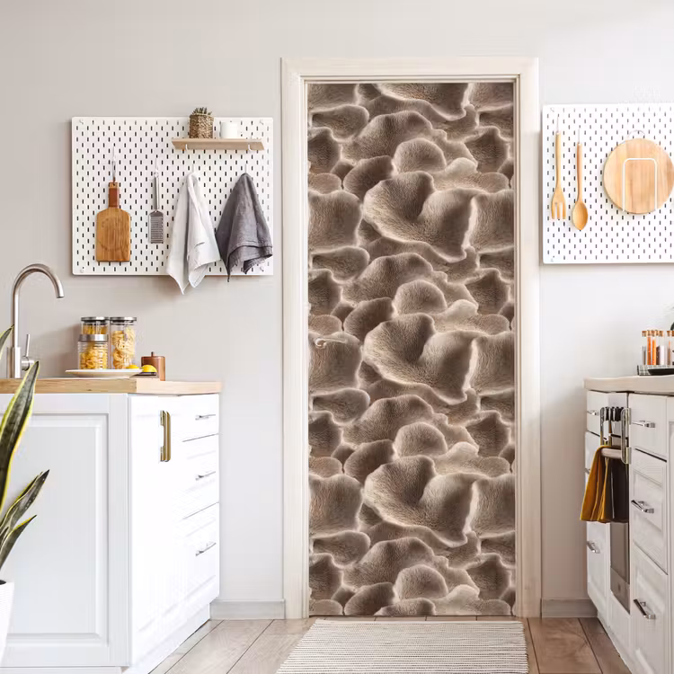 Waaiervorm - Beige - Vezel textuur deurposter klein 289 -sfeer5