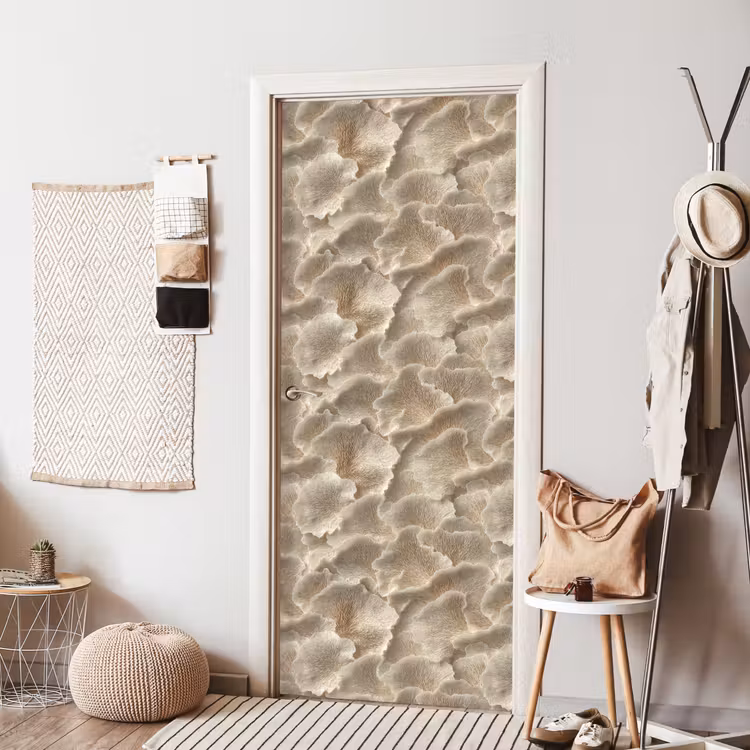 Waaierstructuren - Beige - Vezeltextuur deurposter klein 289 -sfeer6