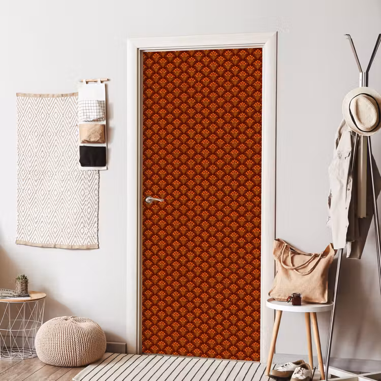 Waaiers - Art Deco - Botanisch - Roestbruin - Oranje deurposter klein 289 -sfeer6